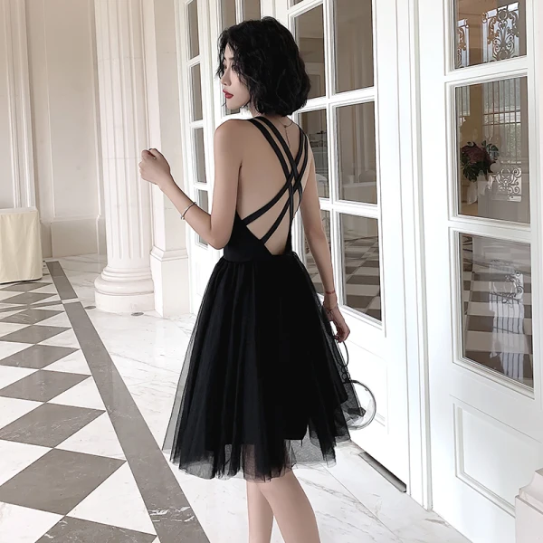 Chic / Beautiful Black Cocktail Party Party Dresses 2022 A-Line / Princess Spaghetti Straps Sleeveless Backless Floor-Length / Long Formal Dresses