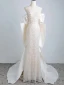Scintillantes Sexy Ivoire Perle Paillettes Robe De Soirée 2023 Trompette / Sirène Bustier Sans Manches Dos Nu Noeud Train De Balayage Soirée Robe De Ceremonie