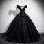 Elegante Schwarz Glanz Ballkleider 2025 Ballkleid Eckiger Ausschnitt Schleife Stoffgürtel Ärmel Rückenfreies Lange Ball Festliche Kleider