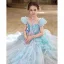 Flower Fairy Sky Blue Appliques Pearl Sequins Birthday Flower Girl Dresses 2025 Ball Gown Scoop Neck Cap Sleeves Backless Floor-Length / Long