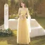 Modest / Simple Daffodil Bridesmaid Dresses 2022 A-Line / Princess Short Sleeve Backless Floor-Length / Long Bridesmaid