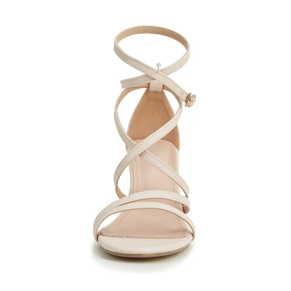 Roman Sexy Beige Evening Party Womens Sandals 2022 7 cm Wedges Ankle Strap Open / Peep Toe Sandals