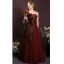 Charming Burgundy Bow Prom Dresses 2023 A-Line / Princess Strapless Sleeveless Backless Floor-Length / Long Prom Formal Dresses