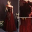Charming Burgundy Bow Prom Dresses 2023 A-Line / Princess Strapless Sleeveless Backless Floor-Length / Long Prom Formal Dresses