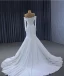 High-end White Lace Flower Wedding Dresses 2024 Trumpet / Mermaid Off-The-Shoulder Long Sleeve Court Train Wedding