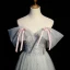 Charming Sage Green Beading Prom Dresses 2023 A-Line / Princess Off-The-Shoulder Bow Short Sleeve Backless Floor-Length / Long Formal Dresses