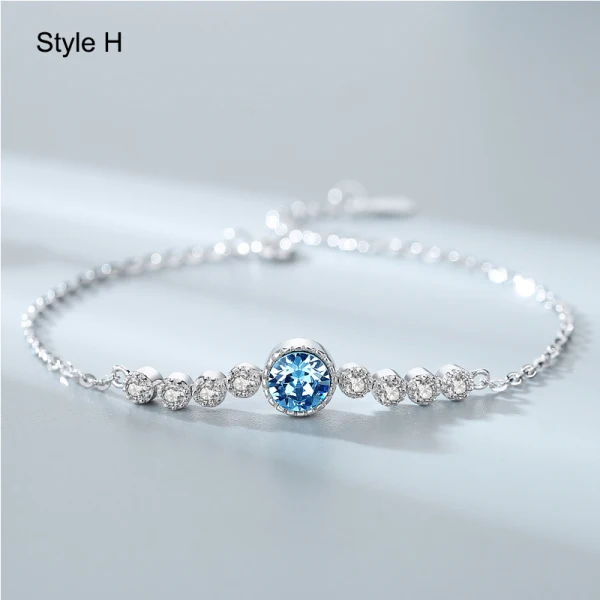 Charming Sky Blue Crystal Sterling Silver Evening Party Necklaces Bracelets 2023 Accessories