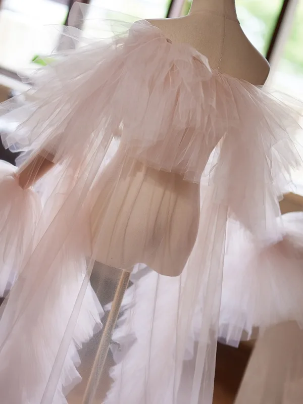 Fashion Blushing Pink Handmade Tulle shawl Jackets & wraps 2024