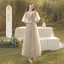 Modest / Simple Grey Bridesmaid Dresses 2022 A-Line / Princess Short Sleeve Backless Floor-Length / Long Bridesmaid