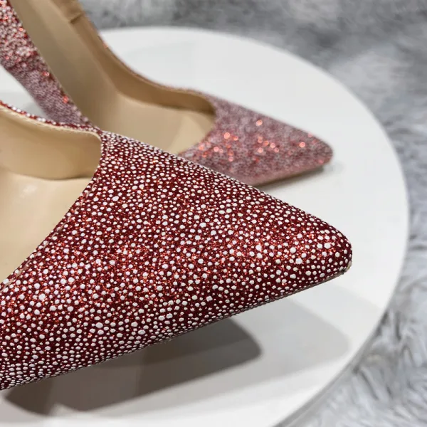 Charmant Rot Geflecktes Abend Pumps 2022 12 cm Stilettos Spitzschuh Pumps Hochhackige