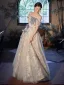 Chic / Belle Blanche Perlage Appliques Robe De Bal 2024 Princesse De l'épaule Manches Courtes Dos Nu Longue Promo Robe De Ceremonie
