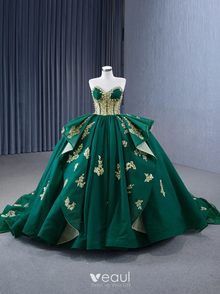 gold and emerald green prom dress Amarra Short Gold-Fringe Emerald Party Dress -PromGirl Emerald/Gold / 16 main image 1