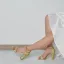 Sexy Doré Faux Diamant Paillettes Chaussure De Mariée 2023 8 cm Talons Épais Bride Cheville Peep Toes / Bout Ouvert Mariage Sandales Talons Hauts