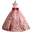 Lovely Blushing Pink Printing Prom Dresses 2023 Ball Gown V-Neck Sleeveless Backless Bow Floor-Length / Long Prom Formal Dresses