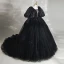 Audrey Hepburn Style Black Evening Party Evening Dresses  2023 Ball Gown Square Neckline Puffy 1/2 Sleeves Backless Court Train Formal Dresses