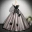 Elegant Black Prom Dresses Ball Gown Appliques 2025 Strapless Sleeveless Backless Floor-Length / Long Prom Formal Dresses
