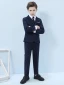 Navy Blue Long Sleeve Boys Wedding Suits 2022 Wedding Coat Pants Shirt Tie Vest