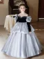 Voluminous Grey Pearl Cascading Ruffles Birthday Flower Girl Dresses 2026 Ball Gown Scoop Neck Long Sleeve Floor-Length / Long