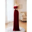 Charmant Bordeaux Perlage Paillettes Robe De Soirée 2023 Trompette / Sirène Encolure Carrée Manches Courtes Dos Nu Longue Soirée Robe De Ceremonie
