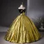 Vintage / Retro Black Gold Ball Gown Prom Dresses 2024 Strapless Sleeveless Backless Floor-Length / Long Prom Formal Dresses