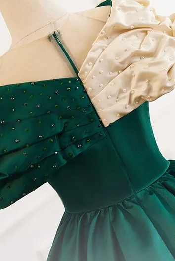 Vintage / Retro Dark Green Beading Lace Flower Prom Dresses 2025 Ball Gown Scoop Neck Short Sleeve Backless Floor-Length / Long Formal Dresses
