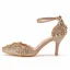 Scintillantes Doré Faux Diamant Paillettes Chaussure De Mariée 2023 Bride Cheville 7 cm Talons Aiguilles À Bout Pointu Mariage Talons Hauts