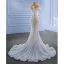 Luxury / Gorgeous Ivory Pearl Tassel Sequins Wedding Dresses 2022 Trumpet / Mermaid Scoop Neck Sleeveless Sweep Train Wedding