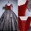 Elegant Burgundy Glitter Prom Dresses 2023 Ball Gown Square Neckline Short Sleeve Backless Bow Floor-Length / Long Prom Formal Dresses