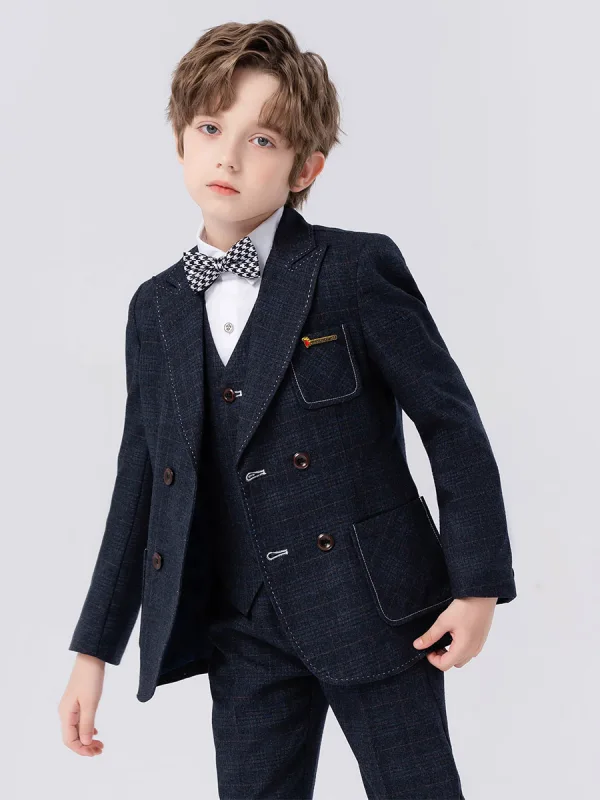 Pool Blue 6-piece Long Sleeve Wedding Boys Wedding Suits 2024 Body Jewellery Coat Pants Shirt Tie Vest