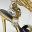 Sexy Gold Rhinestone Evening Party Womens Sandals 2022 Ankle Strap 11 cm Stiletto Heels Open / Peep Toe Sandals High Heels