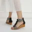 Fashion Summer Beige Street Wear Womens Sandals 2022 Flower Rhinestone T-Strap 5 cm Wedges Open / Peep Toe Sandals