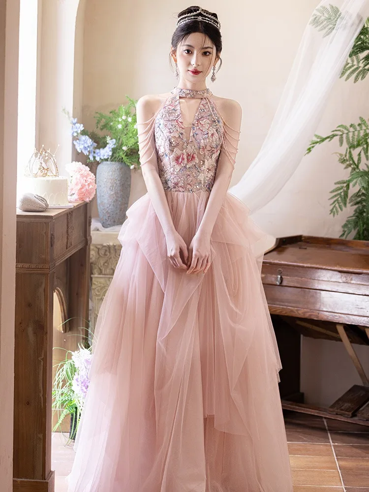 a line prom dresses 2025 HILDA Soft satin halterneck wedding dress – Reflections Bridal Studio main image 1