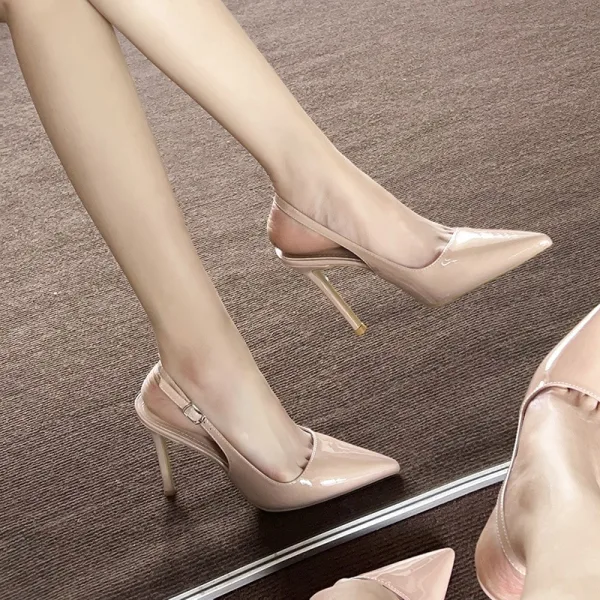 Mode Nude Afton Lackläder Damskor 2026 10 cm Stilettklackar Spetsiga Högklackade