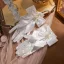 Vintage / Retro Ivory Pearl Satin Bow Bridal Gloves 2026 Wedding