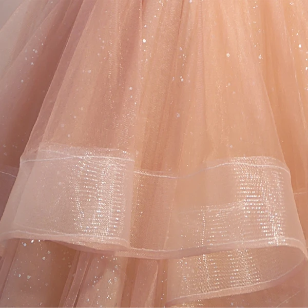 Chic / Beautiful Burgundy Glitter Cascading Ruffles Prom Dresses 2023 Ball Gown Square Neckline Short Sleeve Backless Floor-Length / Long Prom Formal Dresses