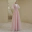 Élégant Rougissant Rose Paillettes Robe De Bal 2022 Princesse V-Cou Manches Courtes Dos Nu Longue Promo Robe De Ceremonie