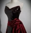 Chic / Belle Bordeaux Fleur Satin Paillettes Robe De Soirée 2023 Princesse Bustier Sans Manches Dos Nu Tribunal Train Soirée Robe De Ceremonie