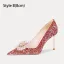 Chinese style Sparkly Red Rhinestone Sequins Wedding Shoes 2024 10 cm Stiletto Heels Pointed Toe Wedding Pumps High Heels