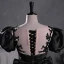 Vintage Schwarz Perlenstickerei Spitze Blumen Satin Ballkleider 2023 Ballkleid Rundhalsausschnitt Kurze Ärmel Schleife Lange Ball Festliche Kleider