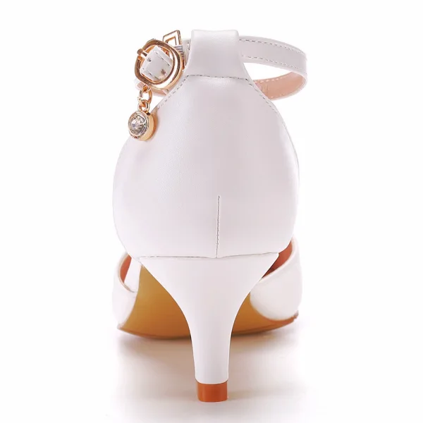 Chic / Belle Blanche Faux Diamant Chaussure De Mariée 2023 Bride Cheville 5 cm Talons Aiguilles À Bout Pointu Mariage Sandales Talons Hauts