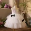 Chic / Beautiful White Pearl Bow Cascading Ruffles Birthday Flower Girl Dresses 2025 Ball Gown Scoop Neck Sleeveless Backless