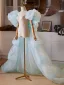 Mode Bleu Fait main Volants en Cascade Promo châle Vestes & Enveloppements 2025 Gonflée