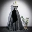 Chic / Beautiful Black Spotted Prom Dresses 2023 Ball Gown Strapless Sleeveless Backless Floor-Length / Long Formal Dresses