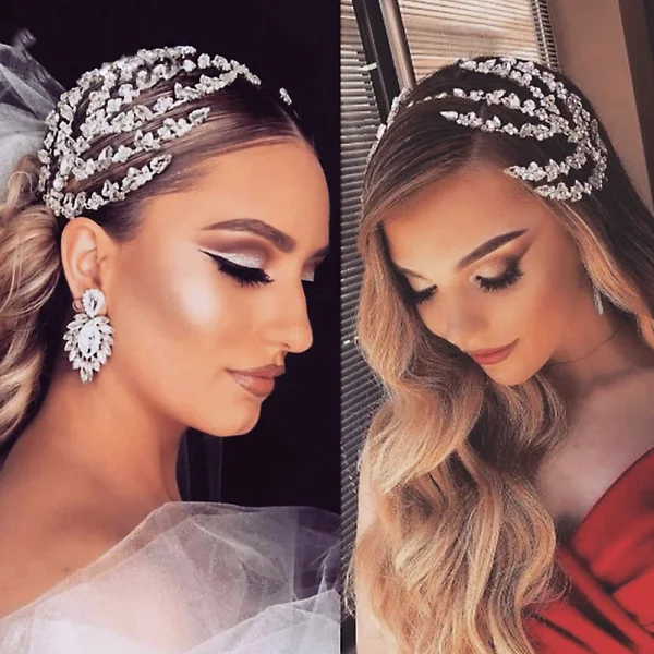 Uroczy Złote Rhinestone Stop Ozdoby Do Włosów Ślubne 2023 Ślub