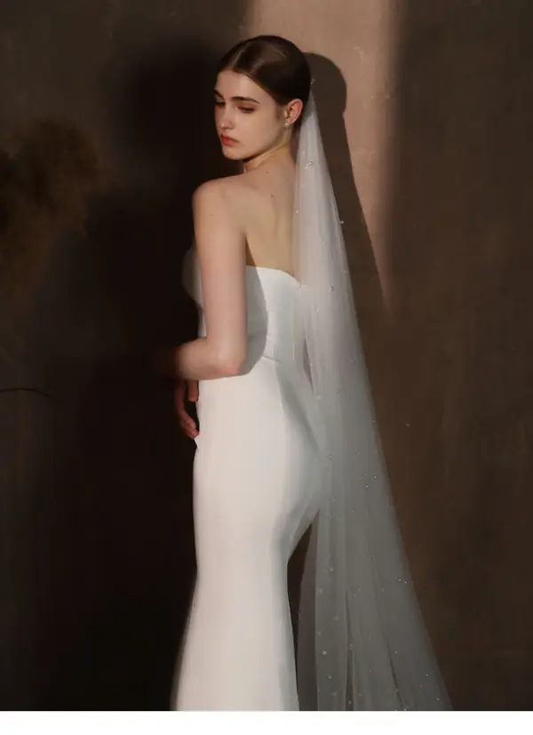 Elegant White Pearl Wedding Veils 2025 2 m Tulle