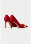 Schöne Rot Strass Schleife Abend Pumps 2024 Leder 8 cm Stilettos Spitzschuh Pumps Hochhackige
