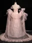Chic / Beautiful Blushing Pink Sequins Tassel Prom Dresses 2024 A-Line / Princess Off-The-Shoulder Sleeveless Backless Floor-Length / Long Prom Formal Dresses