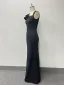 Sexy Black Trumpet / Mermaid Prom Dresses 2024 Square Neckline Sleeveless Floor-Length / Long Prom Formal Dresses