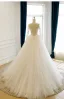 High-end White Handmade  Beading Pearl Sequins Lace Flower Wedding Dresses 2026 Ball Gown Off-The-Shoulder Long Sleeve Backless Floor-Length / Long Tulle