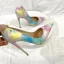 Ungewöhnlich Multifarben Gekritzel Ball Pumps 2022 12 cm Stilettos Spitzschuh Pumps Hochhackige